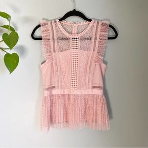 Heartloom Lace Flutter BabyDoll Sheer Dusty Pink Top